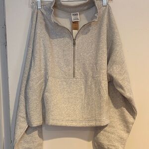 PINK Victoria's Secret Light Gray Half-Zip Sweater